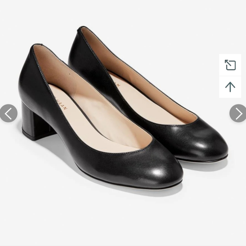 New COLE HAAN  Lesli Block Heel Pump sz 8 Black Leatger